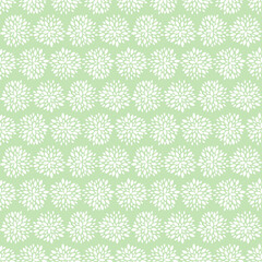 Green seamelss pattern with white small petals