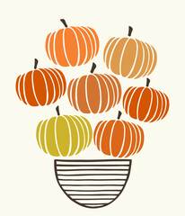 Cute design with pumpkins on a vase. - 535509989