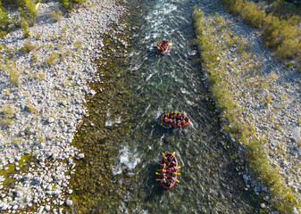 Rafting in the Koprulu Canyon National Park Drone Photo, Manavgat Antalya, Turkey