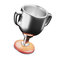 3D cartoon user interface illustration of a trophy or award or ceremony or achievement icon on an isolated background. With studio lighting and a gradient colourful texture. 3D rendering