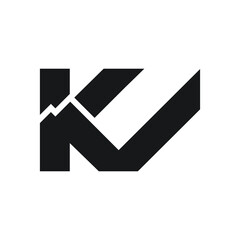 Logo design letter KV include mountain icon in design