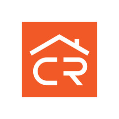 Letter CR logo design with home. Abstract logo design