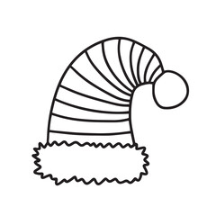 Christmas Santa's hat vector doodle illustration. Hand drawn doodle Christmas hat