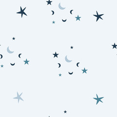 Seamless pattern with random stars on pastel background. Winter pattern can be used as textile, fabric, wallpaper, banner and other. Vector illustration