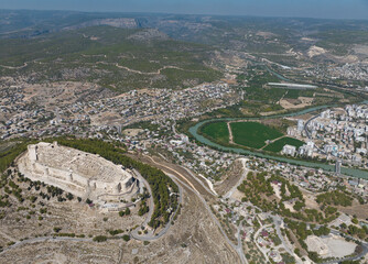 Silifke Castle Drone Photo, Silifke City Mersin, Turkey