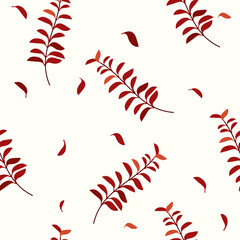Seamless patterns with red leaves and petals. Magical minimal pattern can be used as textile, fabric, wallpaper, banner and other. Vector illustration.