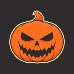 Halloween pumpkin icon, sticker. Vector illustration.