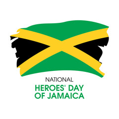 National Heroes' Day of Jamaica vector. Abstract grunge flag of jamaica icon vector isolated on a white background. Paintbrush jamaican flag design element. Important day - obrazy, fototapety, plakaty