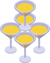 Wedding glass drink icon isometric vector. Marriage event. Service site