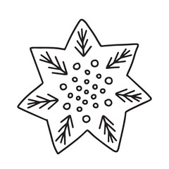 Christmas cookie in star shape vector illustration. Hand drawn ginger cookie