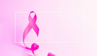 Cancer awareness. Health care symbol pink ribbon on white background. Breast woman support concept. World cancer day.