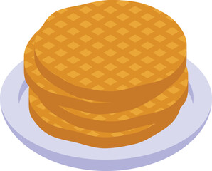 Waffle icon isometric vector. Dutch cheese. Plate cuisine