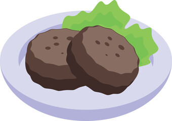 Meat food icon isometric vector. Platter culture. Pancake travel