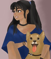girl with a dog