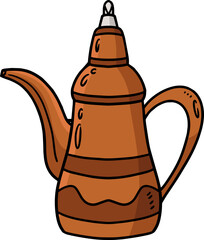 Hanukkah Tea Pot Cartoon Colored Clipart 