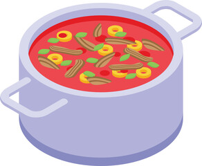 Sea food soup icon isometric vector. Dinner meal. Peri dish