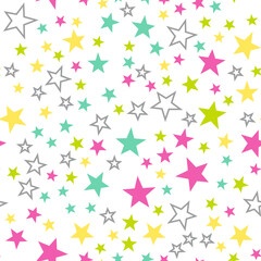 Colorful stars seamless vector pattern