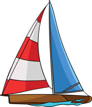 Sailing Cartoon Colored Clipart Illustration