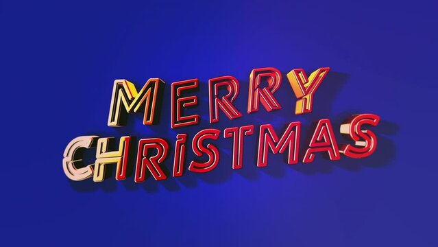 Steel Merry Christmas text on blue dark gradient color, motion abstract business, promo, holidays and winter style background