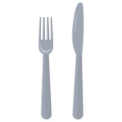 knife and fork, color vector illustration in cartoon style
