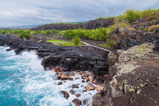 overlooking alahaka bay and ala kahakai national historic trail along south kona coast hawaii
