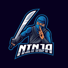 ninja sword mascot logo gaming illustration