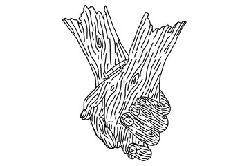 Hand Holding With Wood tree Theme