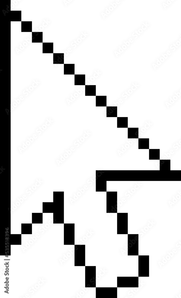 Poster arrow pointer in pixel art style. retro cursor
