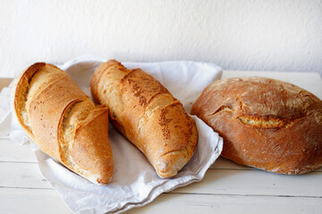 Loaf of bread on wooden table