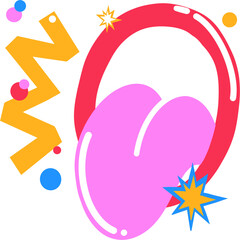 illustration lips, bright hand drawn, Abstract comic icon, flat cartoon character in children's style