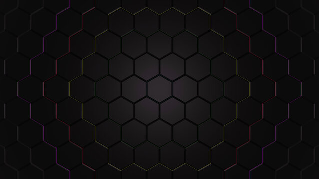 Hexagon abstract dark background.3d rendering