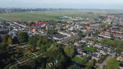 Aeral view of Oostzaan and Oostzanerveld