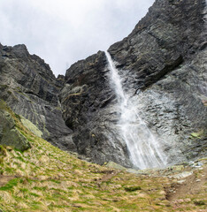 Fototapeta na wymiar Path to Raiskoto praskalo waterfall and Botev peak in Balkan mountain, Bulgaria
