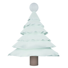 3D rendering flat design Christmas tree isolated on transparent background 4