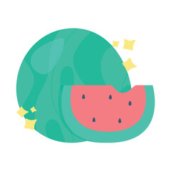 Fresh and juicy whole watermelon illustration