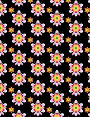 Fototapeta na wymiar set seamless colorful flowers pattern background design vector solid black