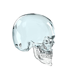 shiny glossy dark glass skull 3d render isolated on transparent background