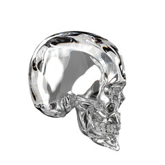 shiny glossy dark glass skull 3d render isolated on transparent background