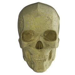 shiny glossy dark glass skull 3d render isolated on transparent background