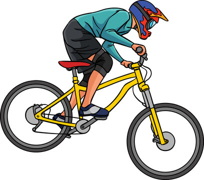 Mountain Biker Cartoon Colored Clipart 