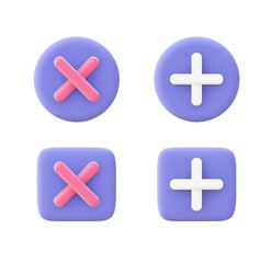 Fototapeta premium 3d illustration icon of purple Add and Delete for UI UX web mobile apps social media ads designs