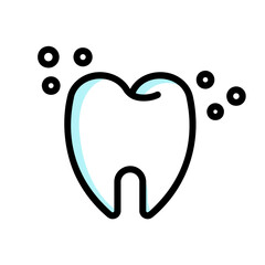 Icono de diente sano y limpio. Odontología. Ilustración vectorial