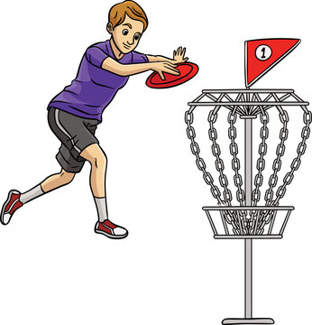 Disc Golf Cartoon Colored Clipart Illustration