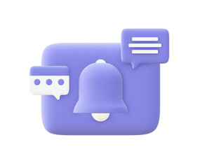 Obraz premium 3d illustration icon of purple Chat Notification for UI UX web mobile apps social media ads designs