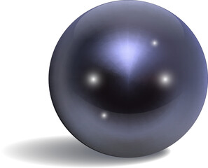 Black sea pearl. Realistic precious dark jewel
