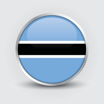 Botswana round flag design is used as badge, button, icon with reflection of shadow. Icon country. Realistic vector illustration.