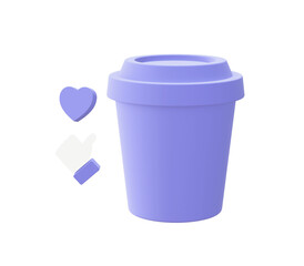 3d illustration icon of purple Coffee Break for UI UX web mobile apps social media ads designs