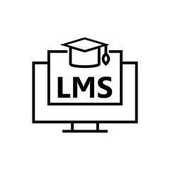 LMS learning management system line icon isolated on white background