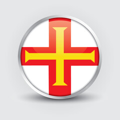 Fototapeta premium Guernsey round flag design is used as badge, button, icon with reflection of shadow. Icon country. Realistic vector illustration.