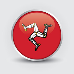 Isle of Man round flag design is used as badge, button, icon with reflection of shadow. Icon country. Realistic vector illustration.